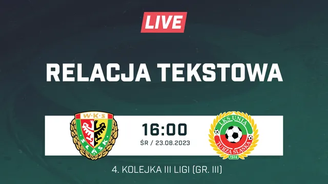 LIVE: Śląsk II Wrocław - Unia Turza Śląska (NA ŻYWO)