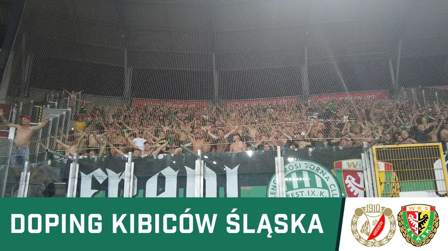 KIBICE: Fanatyczny doping kibiców Śląska w Łodzi (WIDEO)
