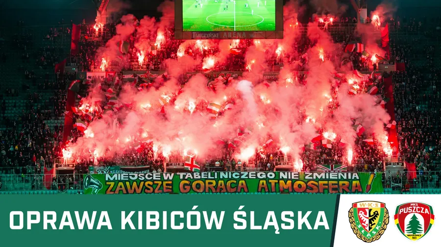 KIBICE: Oprawa kibiców Śląska na meczu z Puszczą (WIDEO)