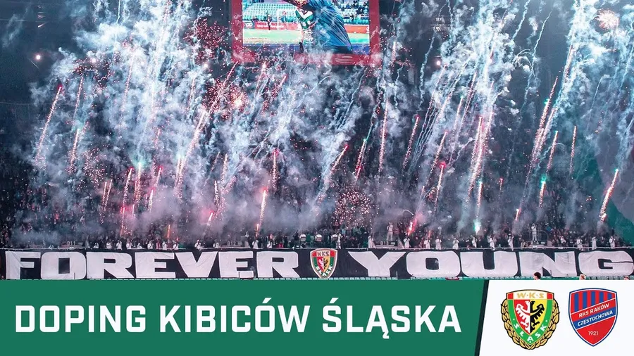WIDEO: Doping kibiców Śląska w meczu z Rakowem Częstochowa